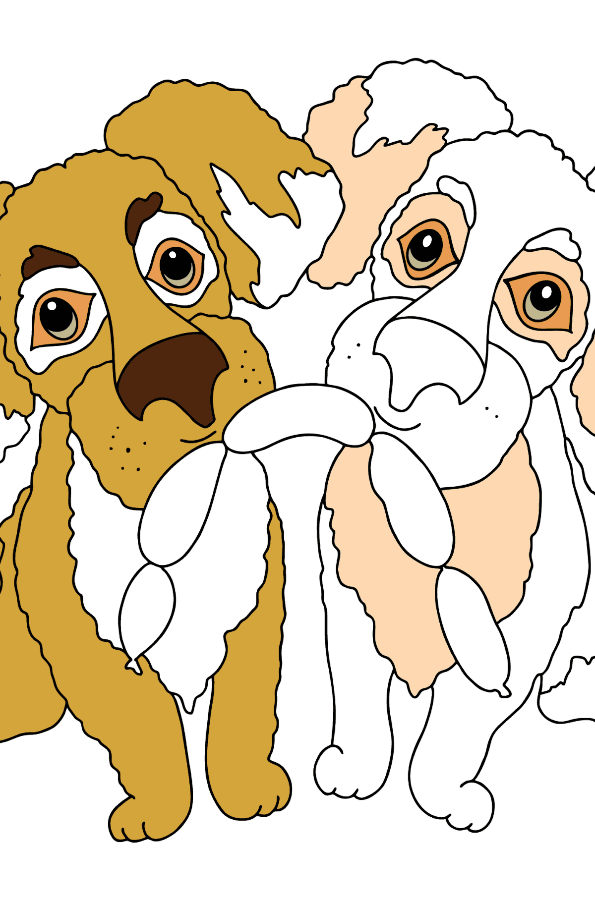 Coloring Page - Dogs Can't Share Sausages - Coloring Pages for Kids