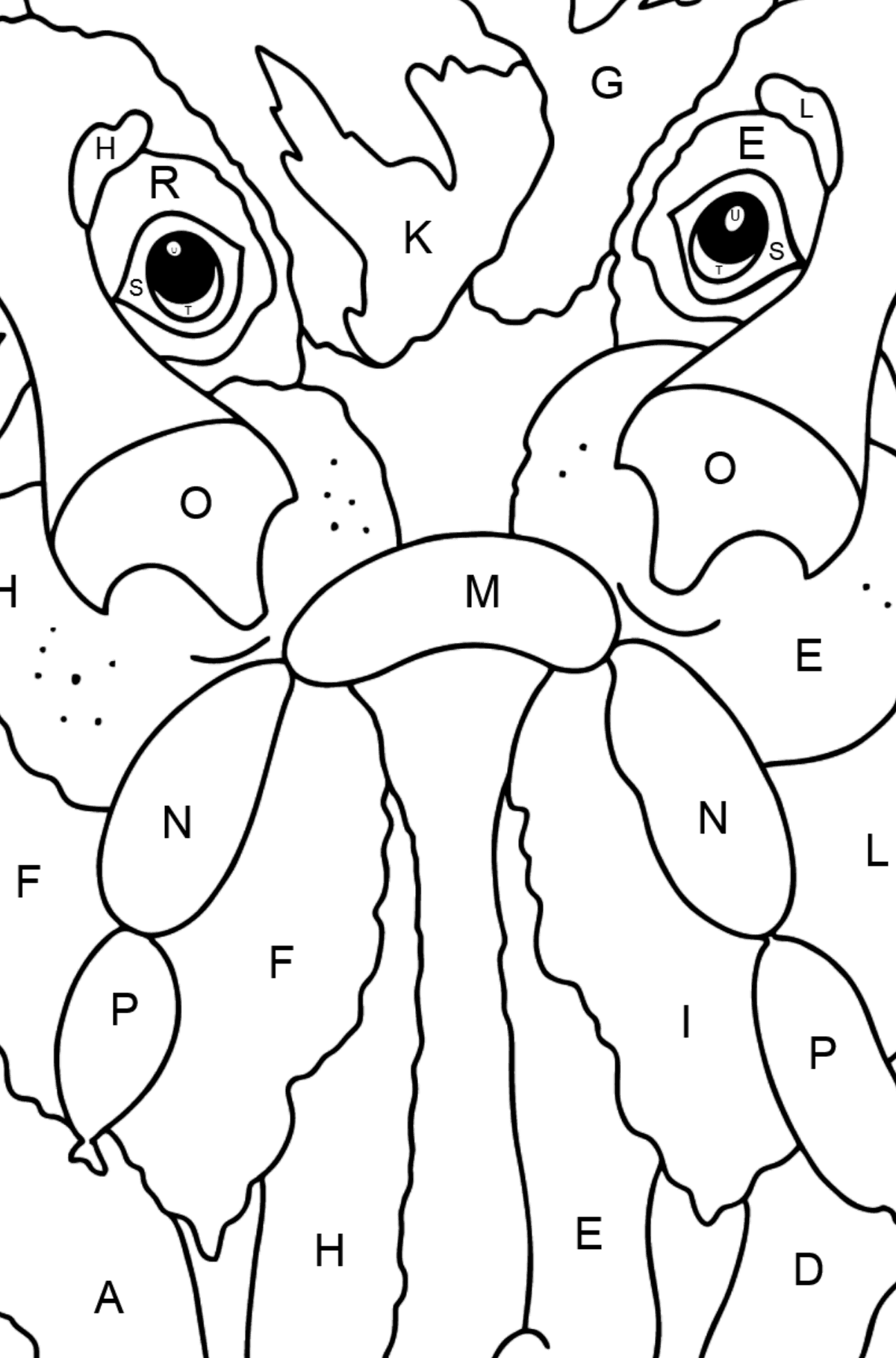 Coloring Page - Dogs Found Sausages - Coloring by Letters for Kids