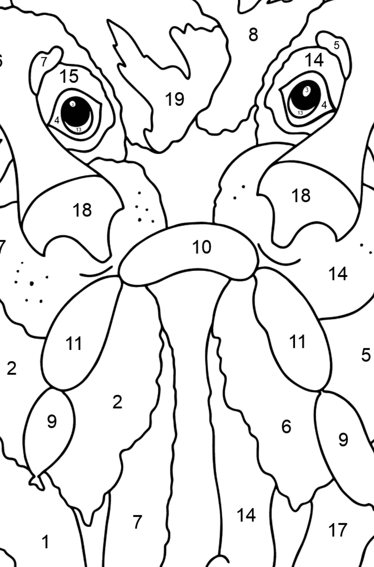 Coloring Page - Dogs Found Sausages - Coloring by Numbers for Kids