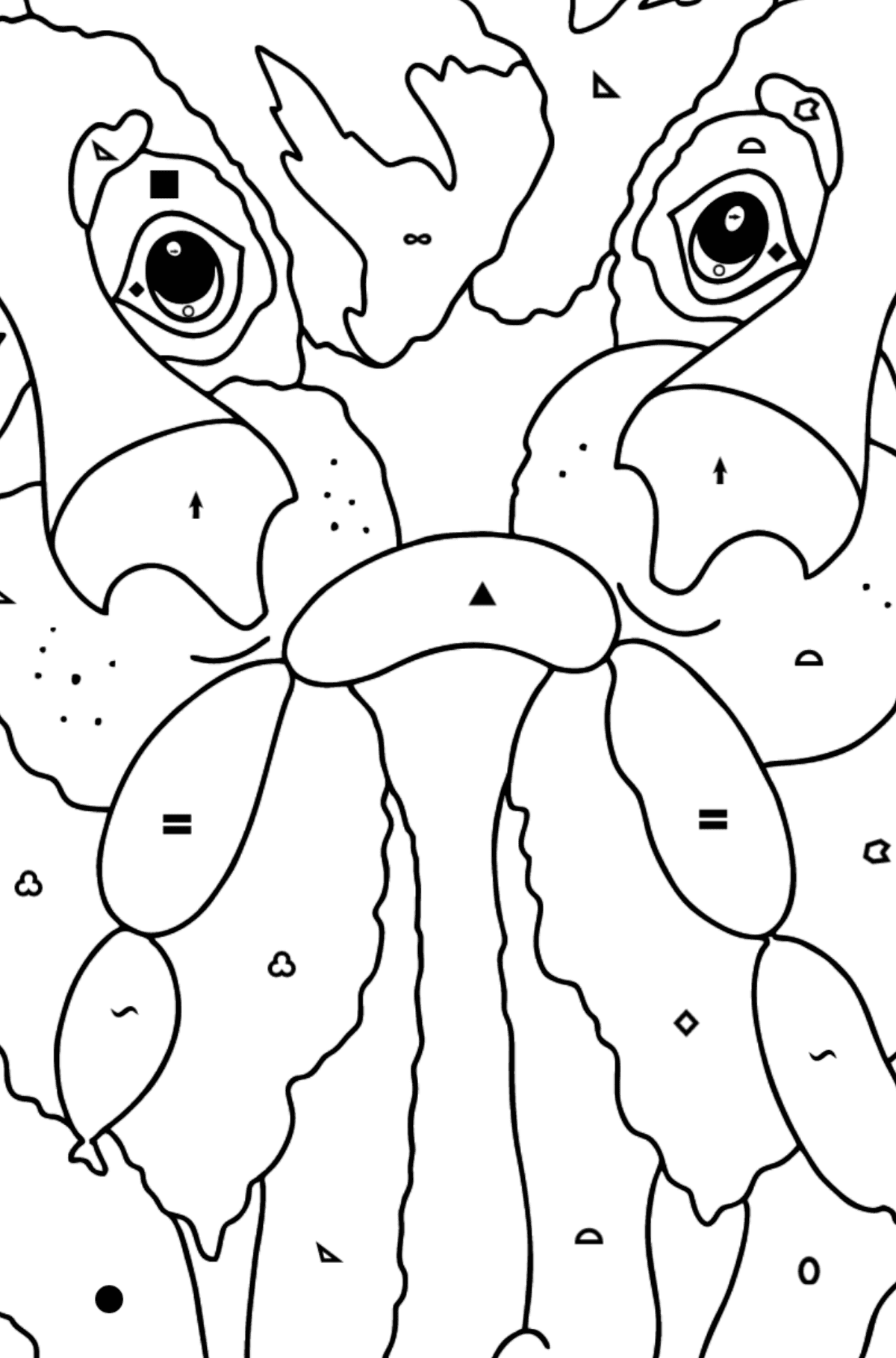 Coloring Page - Dogs Found Sausages - Coloring by Symbols and Geometric Shapes for Kids