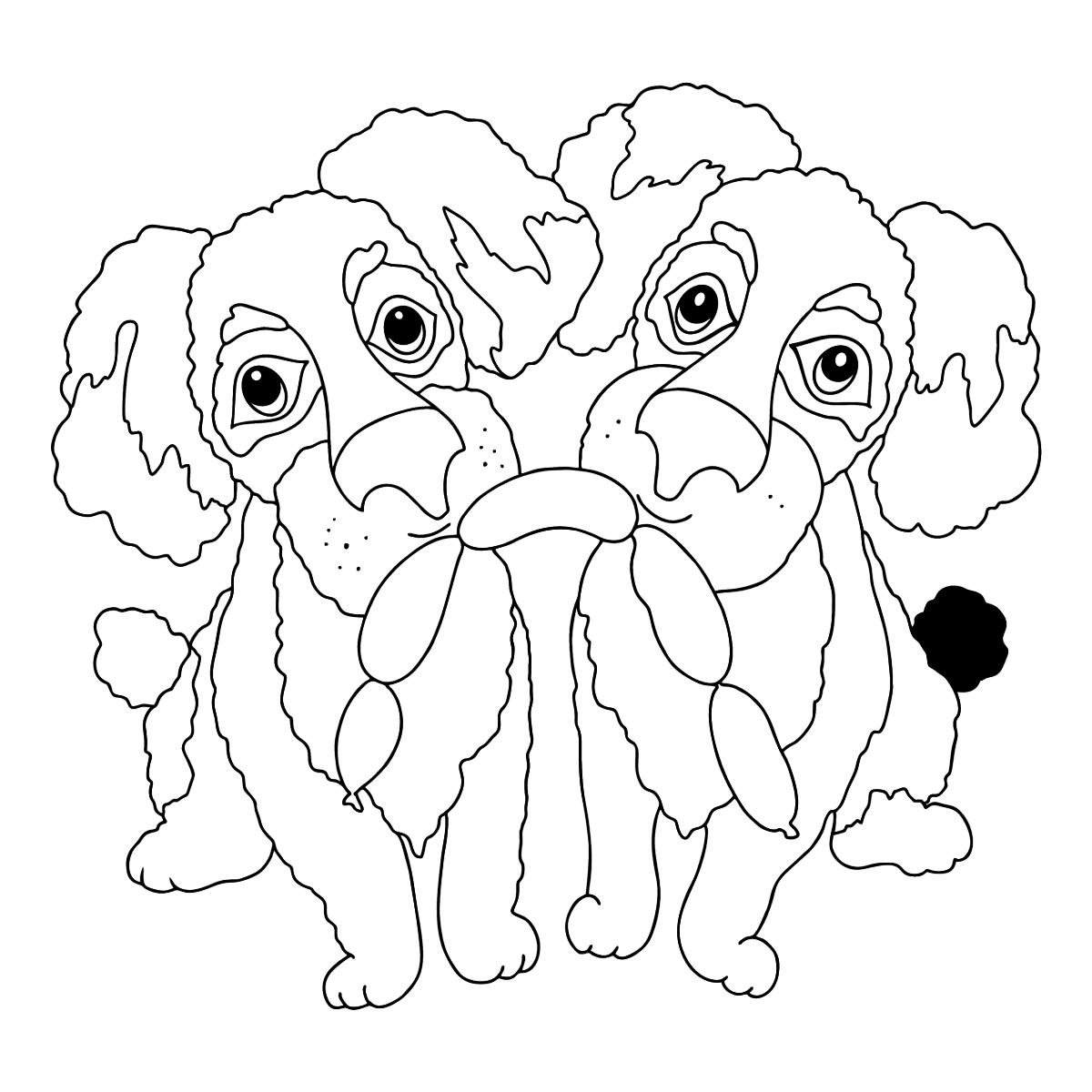 Coloring Page - Dogs Found Sausages ♥ Free Online!