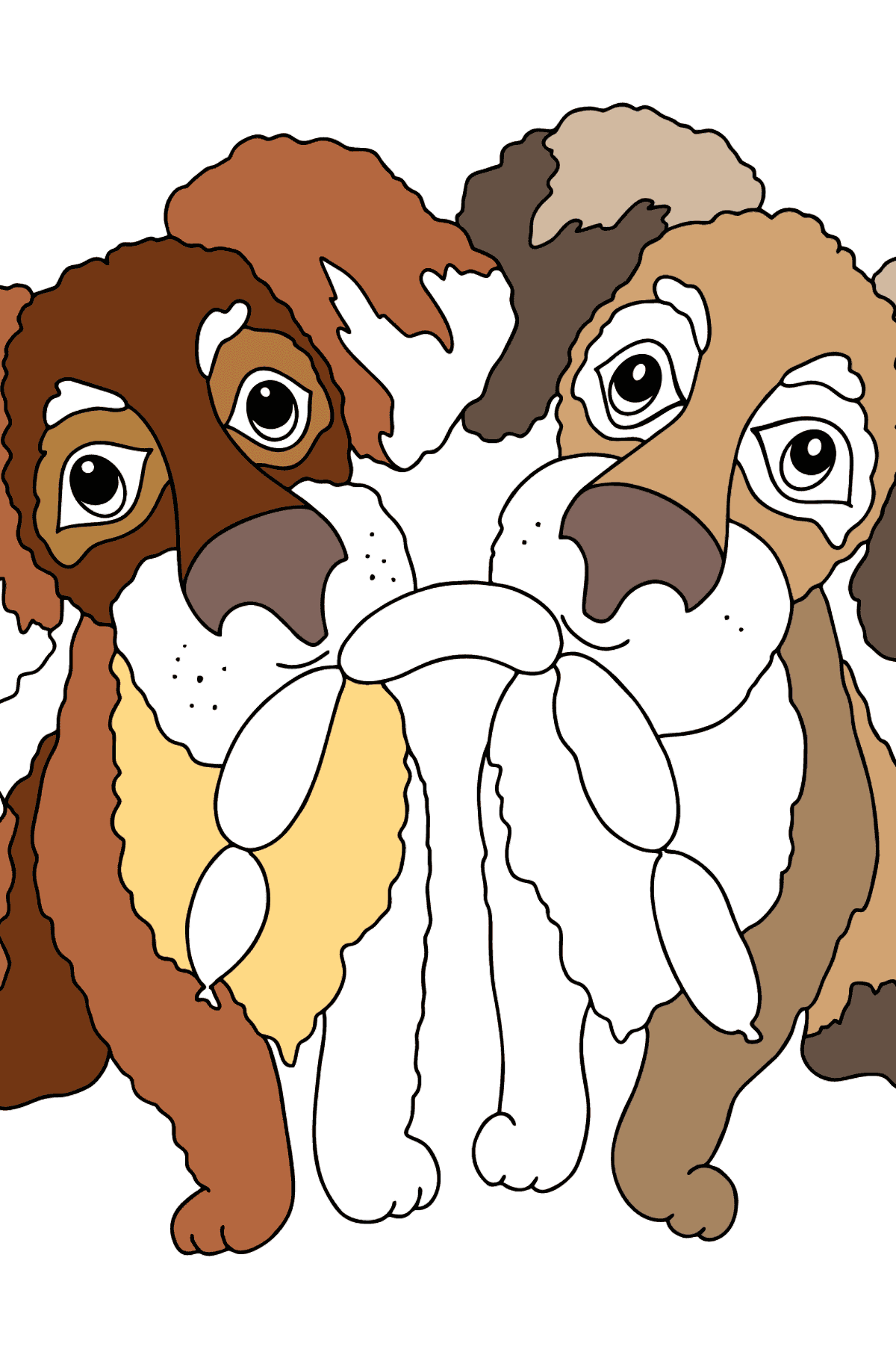 Målarbild hundar och korvar (svår) - Målarbilder För barn