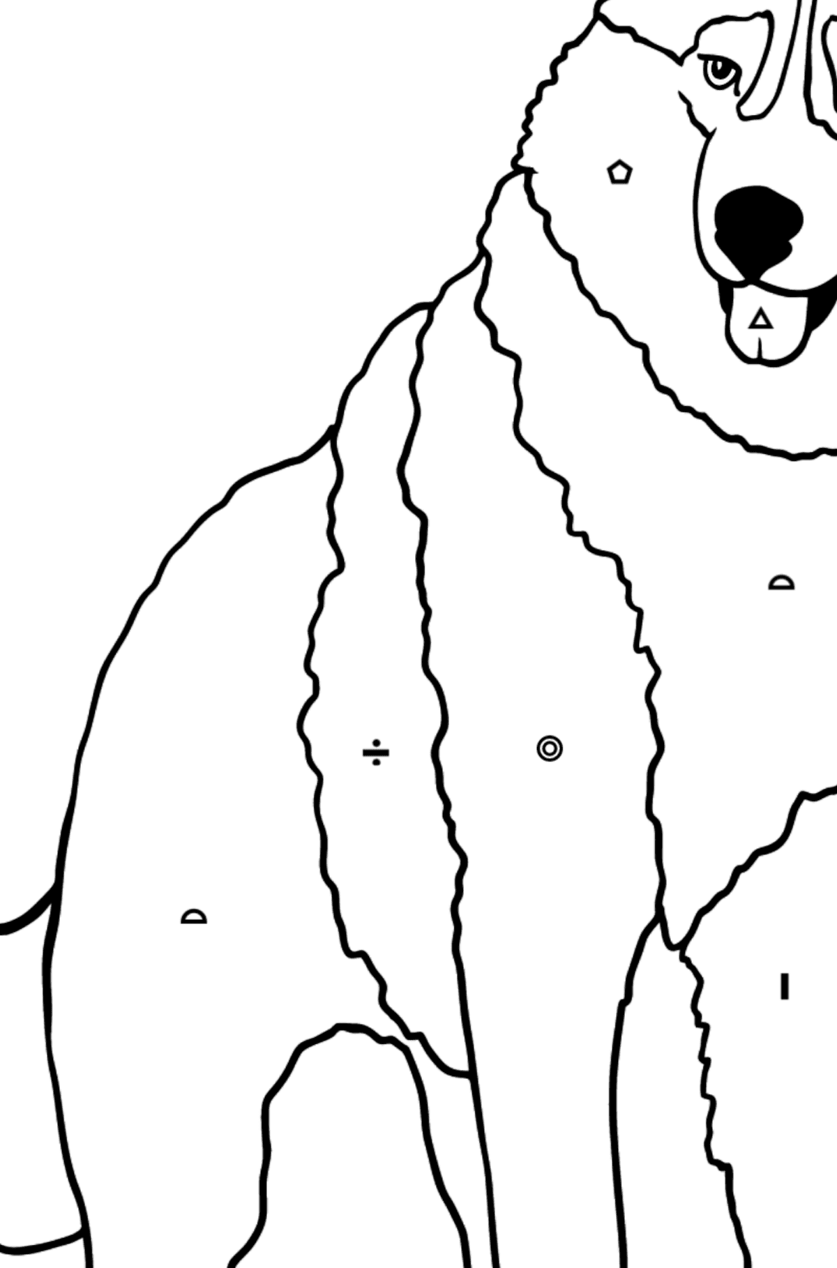 Husky coloring page - Coloring by Symbols and Geometric Shapes for Kids