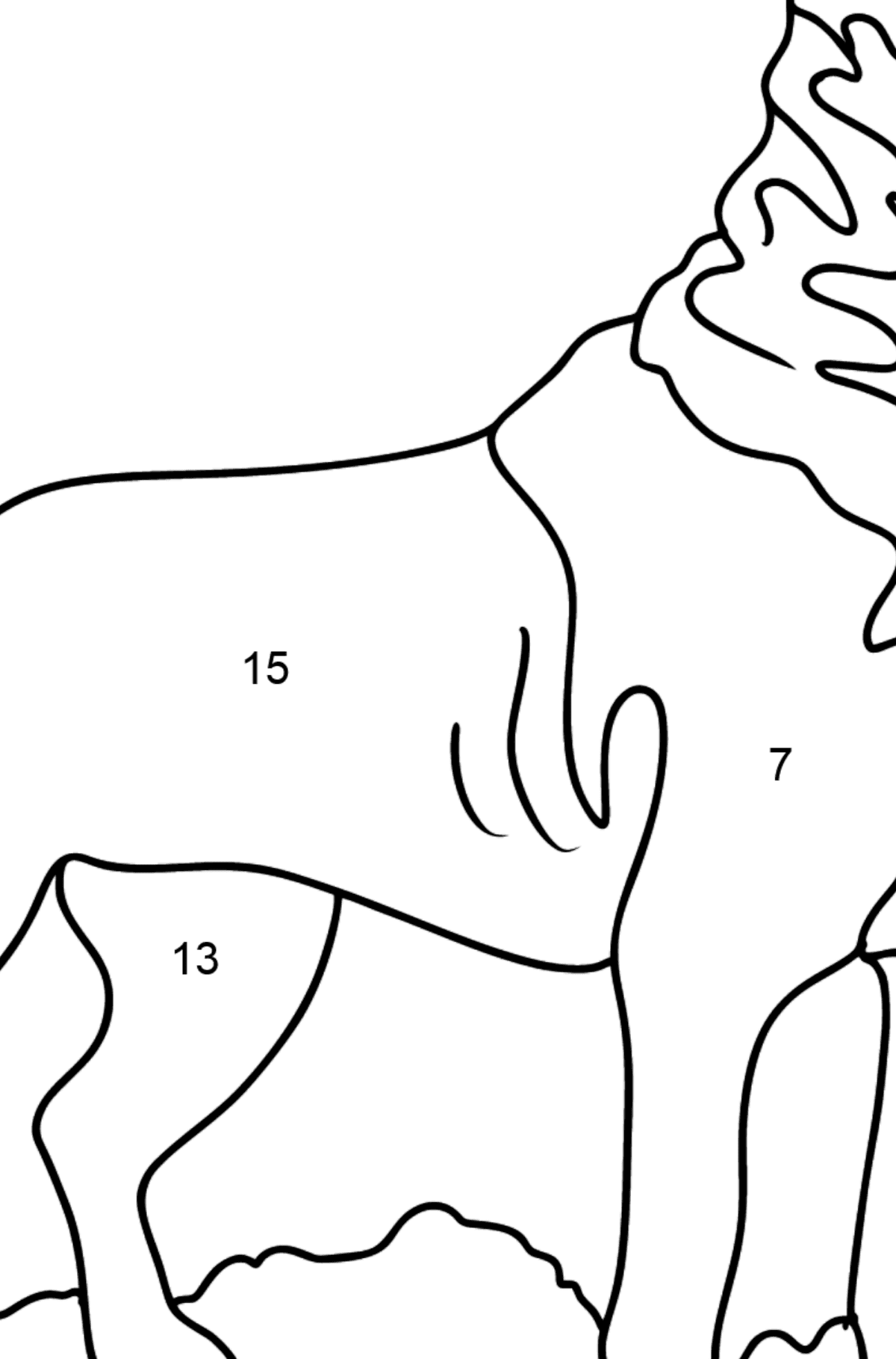 Rottweiler Ausmalbild - Malen nach Zahlen für Kinder