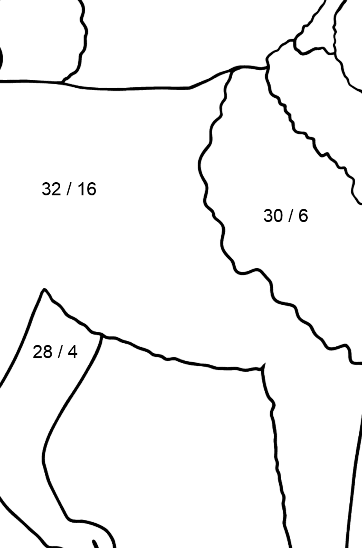 Desenho do Husky Siberiano para colorir - Colorindo com Matemática - Divisão para Crianças