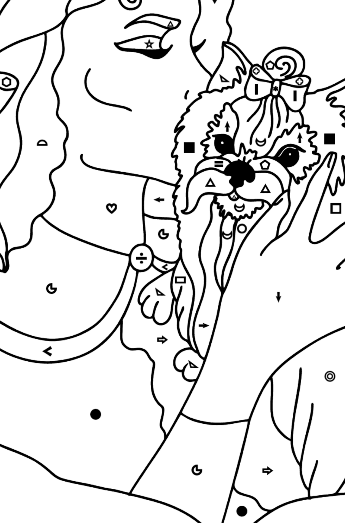 Раскраска Йоркширский терьер с хозяином - Полезная картинка для Детей