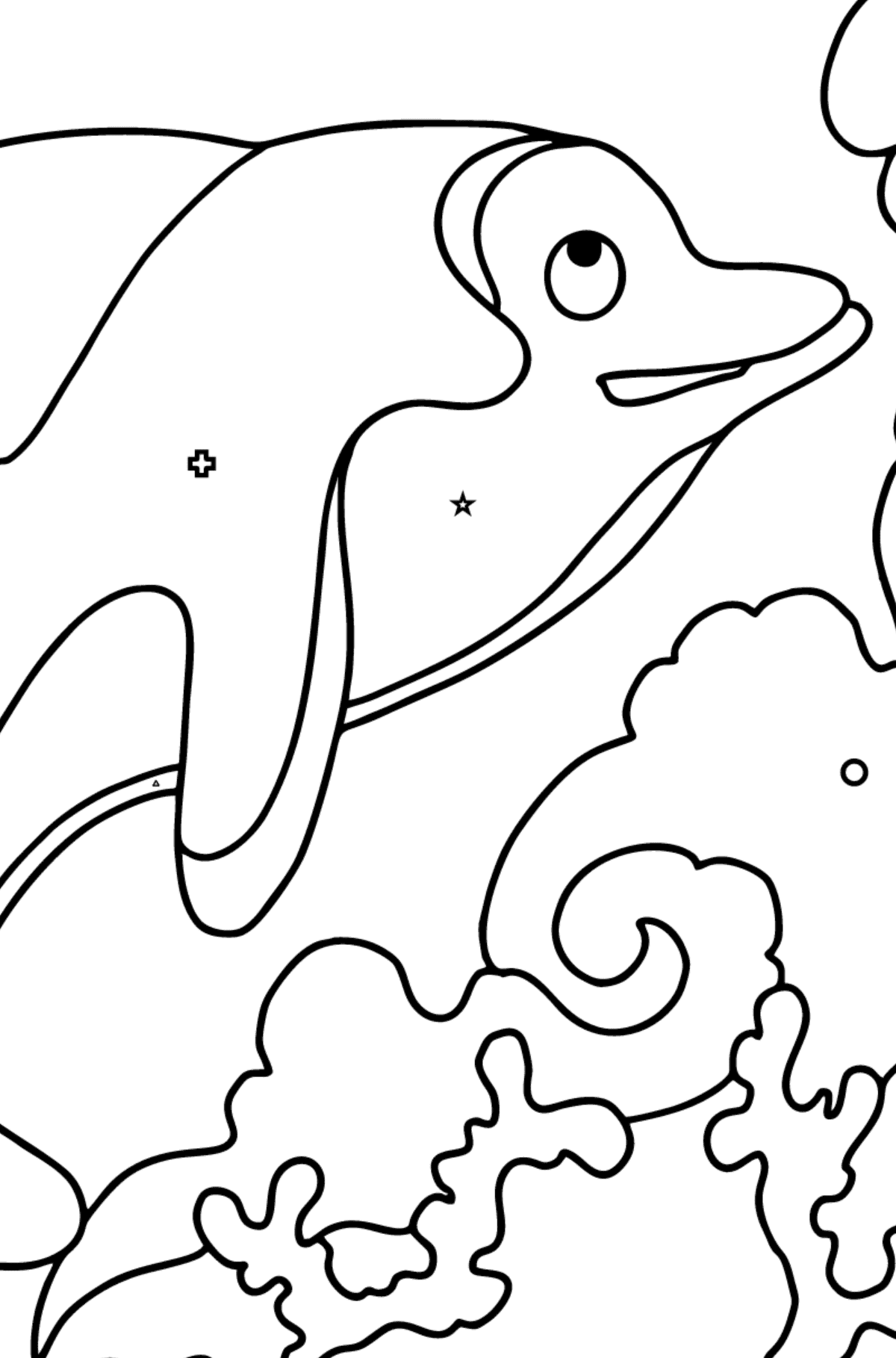 Coloring Page - A Dolphin, a Smart and Friendly Animal - Coloring by Geometric Shapes for Children