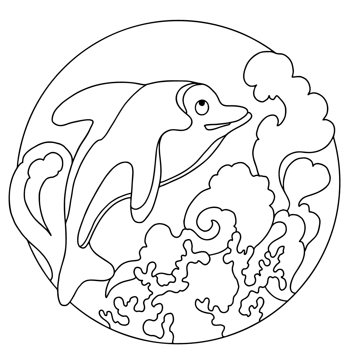 Дельфин раскраска для детей 3-4 лет
