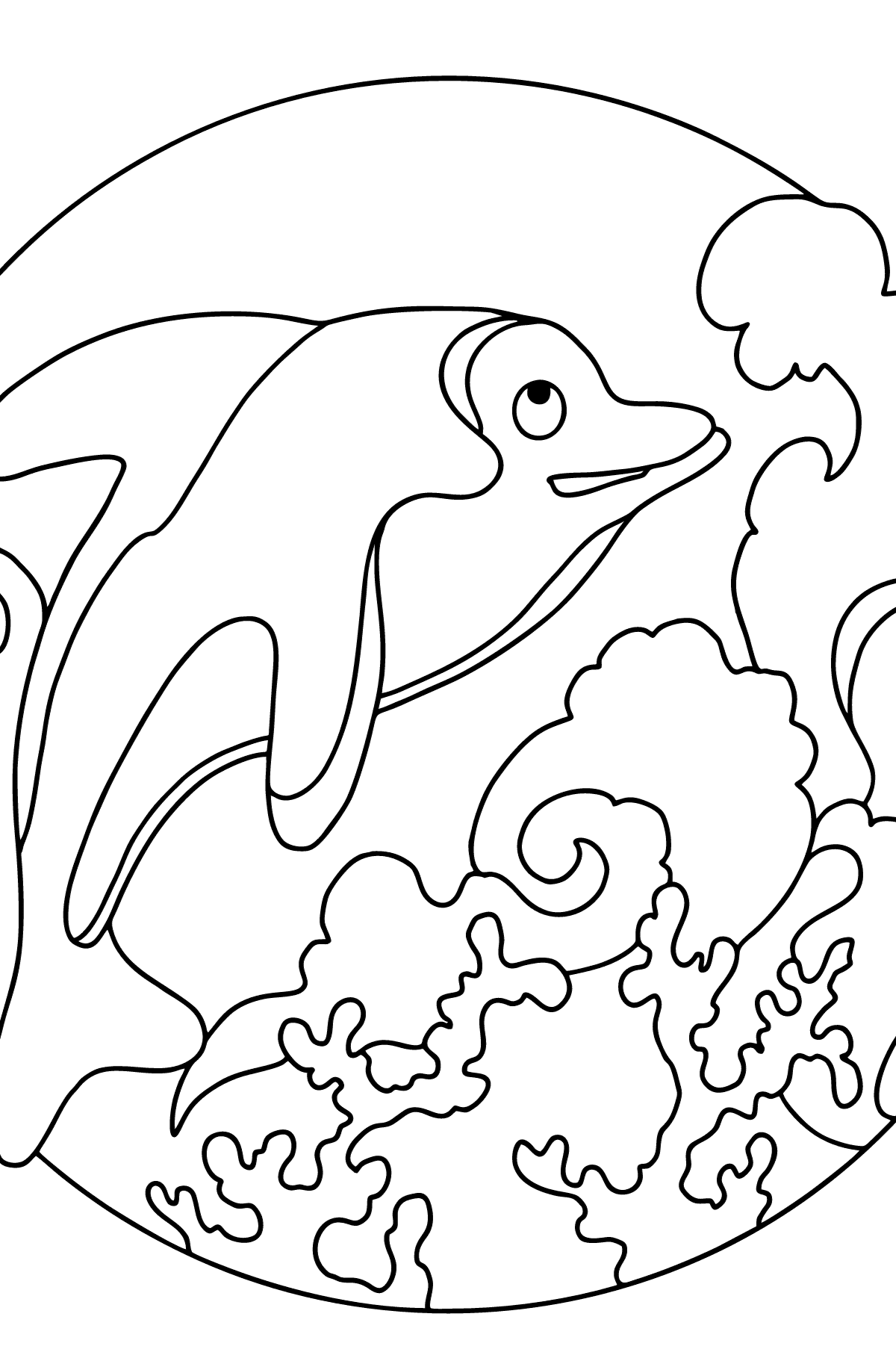 Tegning til farvning delfin - Tegninger til farvelægning for børn