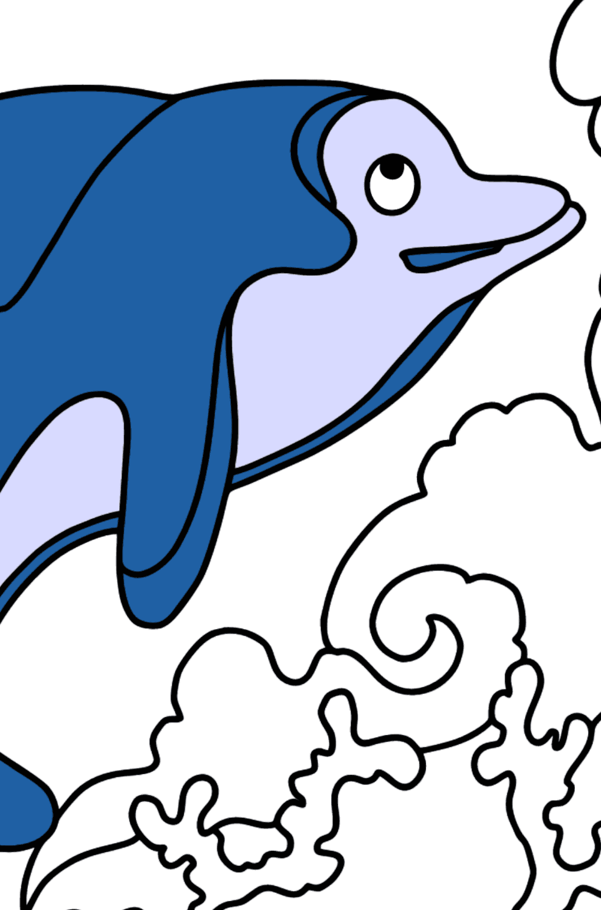 Раскраска дельфин для печати (легко) - Картинка высокого качества для Детей