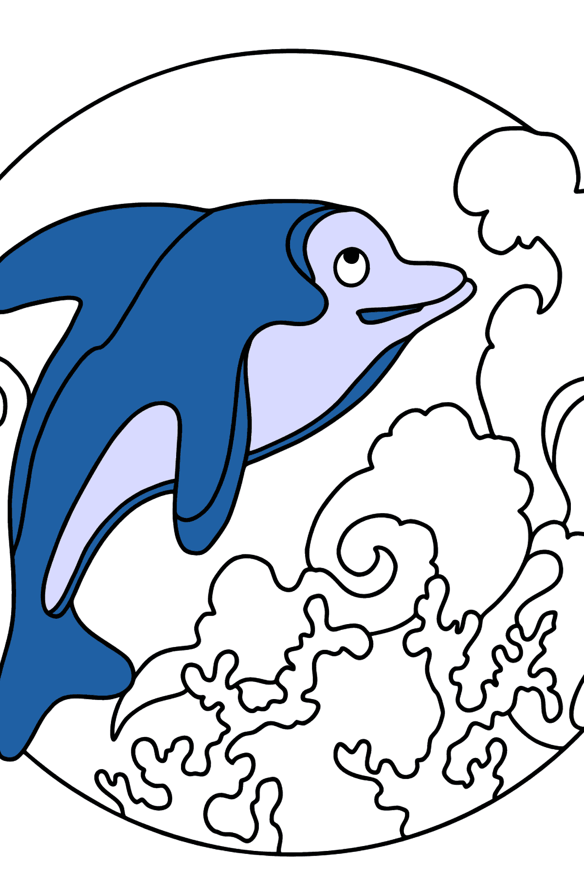 Målarbild delfin (lätt) - Målarbilder för barn