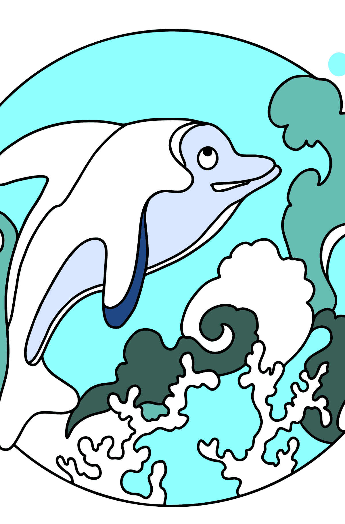Desenho para colorir - um golfinho, um animal curioso - Imagens para Colorir para Crianças