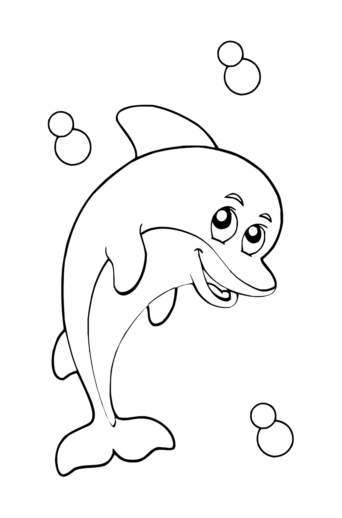 Tegning til farvning god delfin - Tegninger til farvelægning for børn
