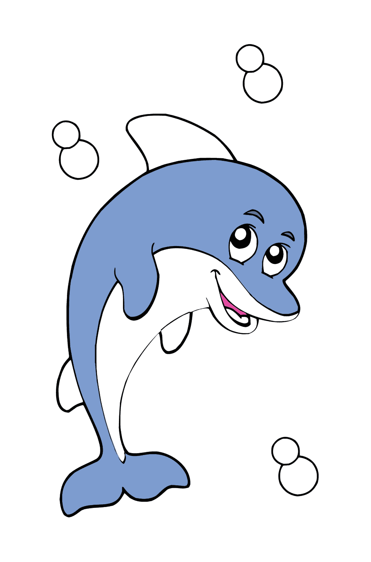 Coloring page with a Cartoon dolphin - Coloring Pages for Kids