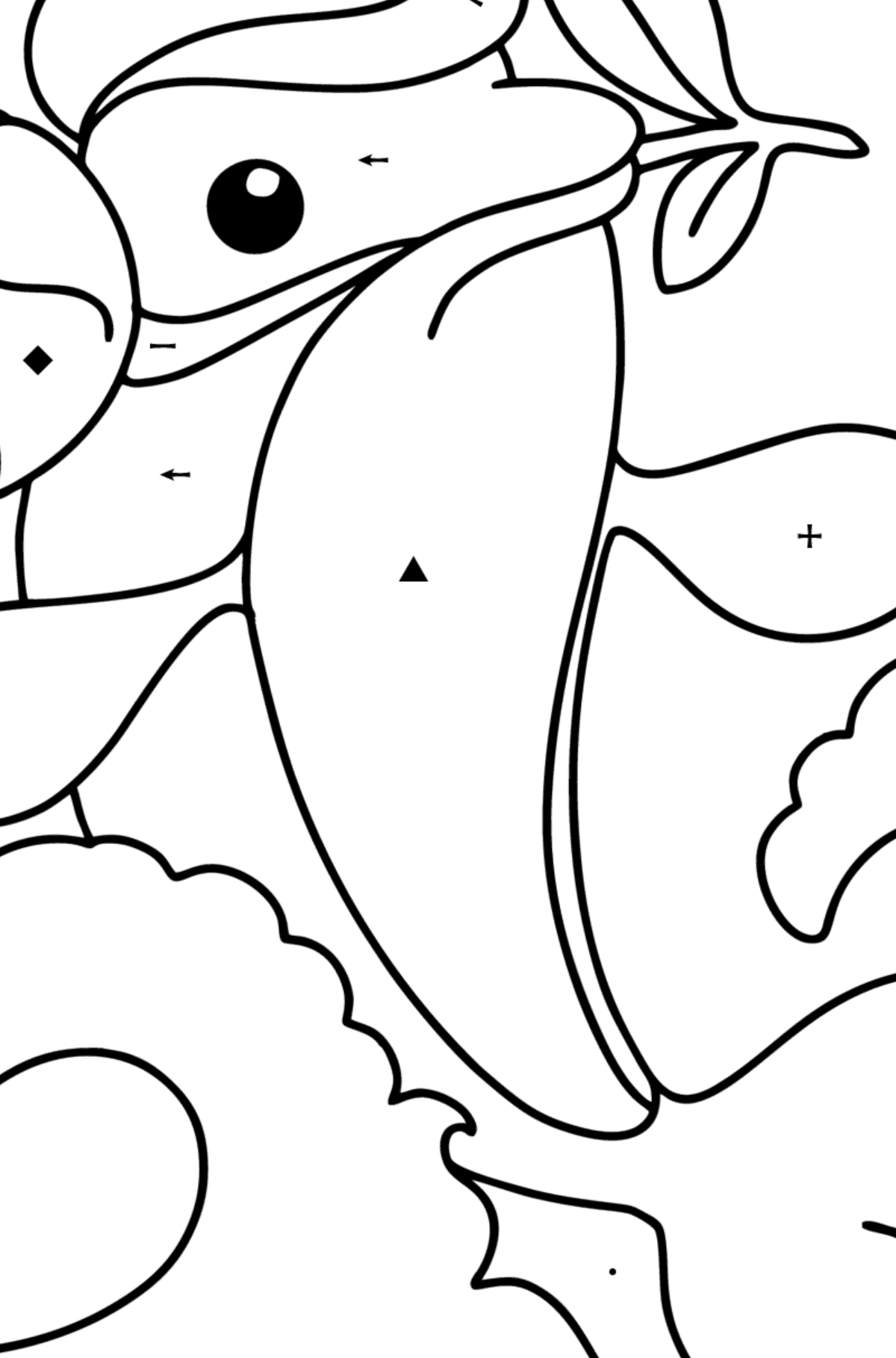 Cute Dolphin coloring page - Coloring by Symbols for Kids