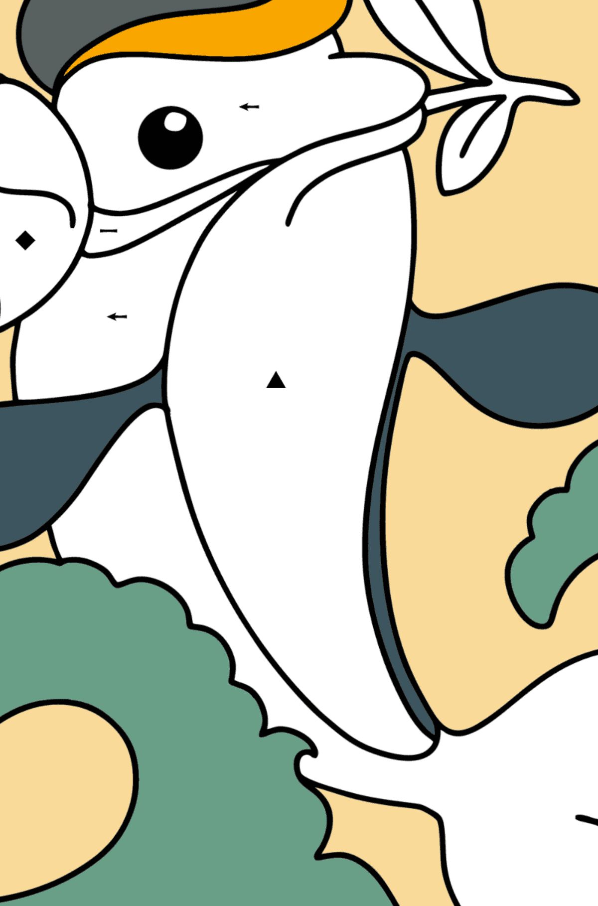 Desenho de Golfinho Fofo para colorir - Colorir por Símbolos para Crianças