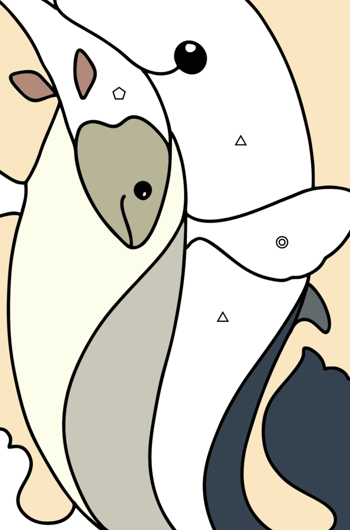 Golfinho Safado para colorir - Colorir por Formas Geométricas para Crianças