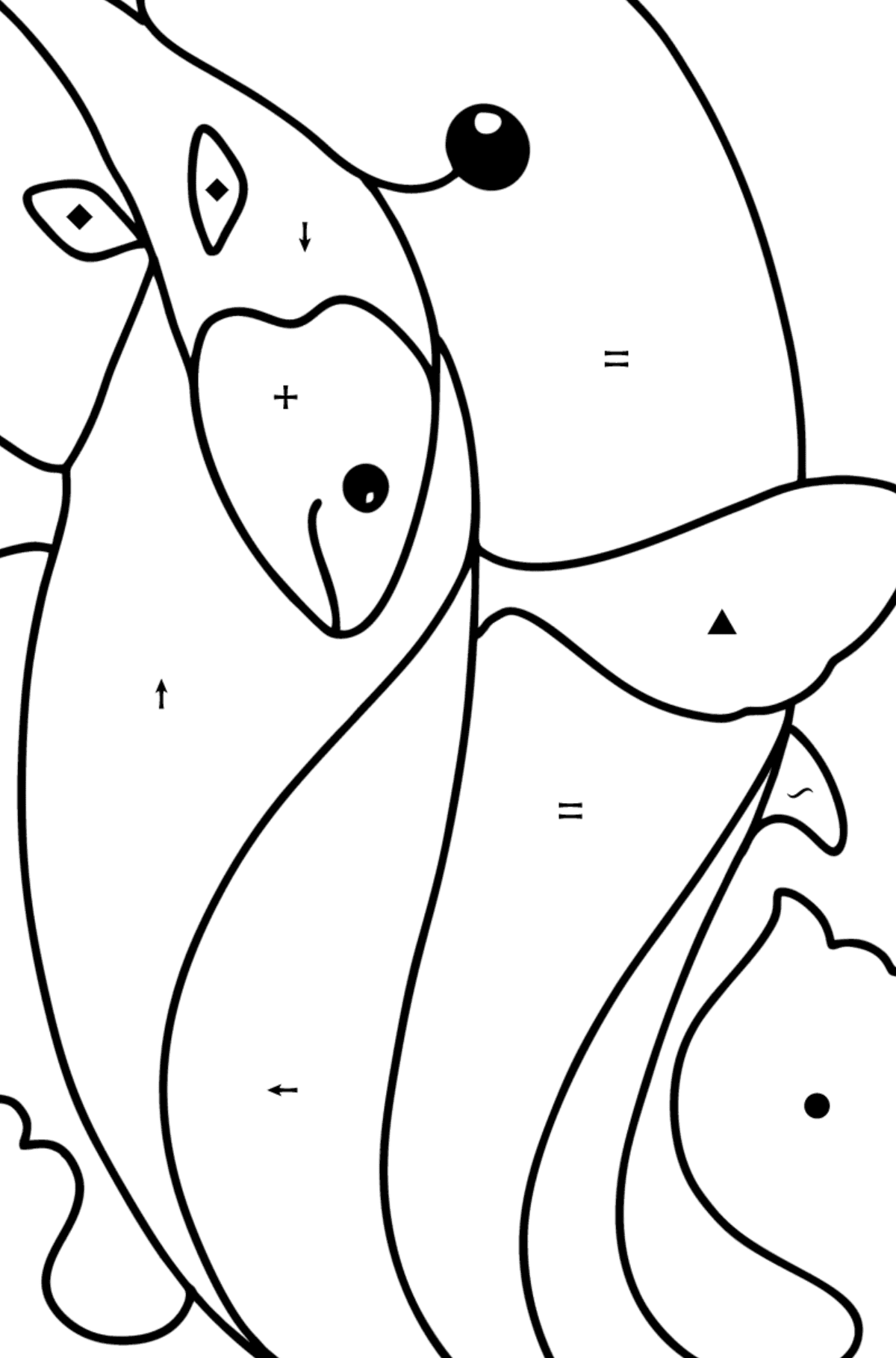 Dolphin Caught a Fish coloring page - Coloring by Symbols for Kids