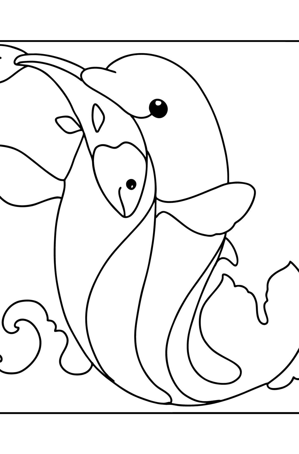 Dibujo de Delfín atrapó un pez para colorear - Dibujos para Colorear para Niños