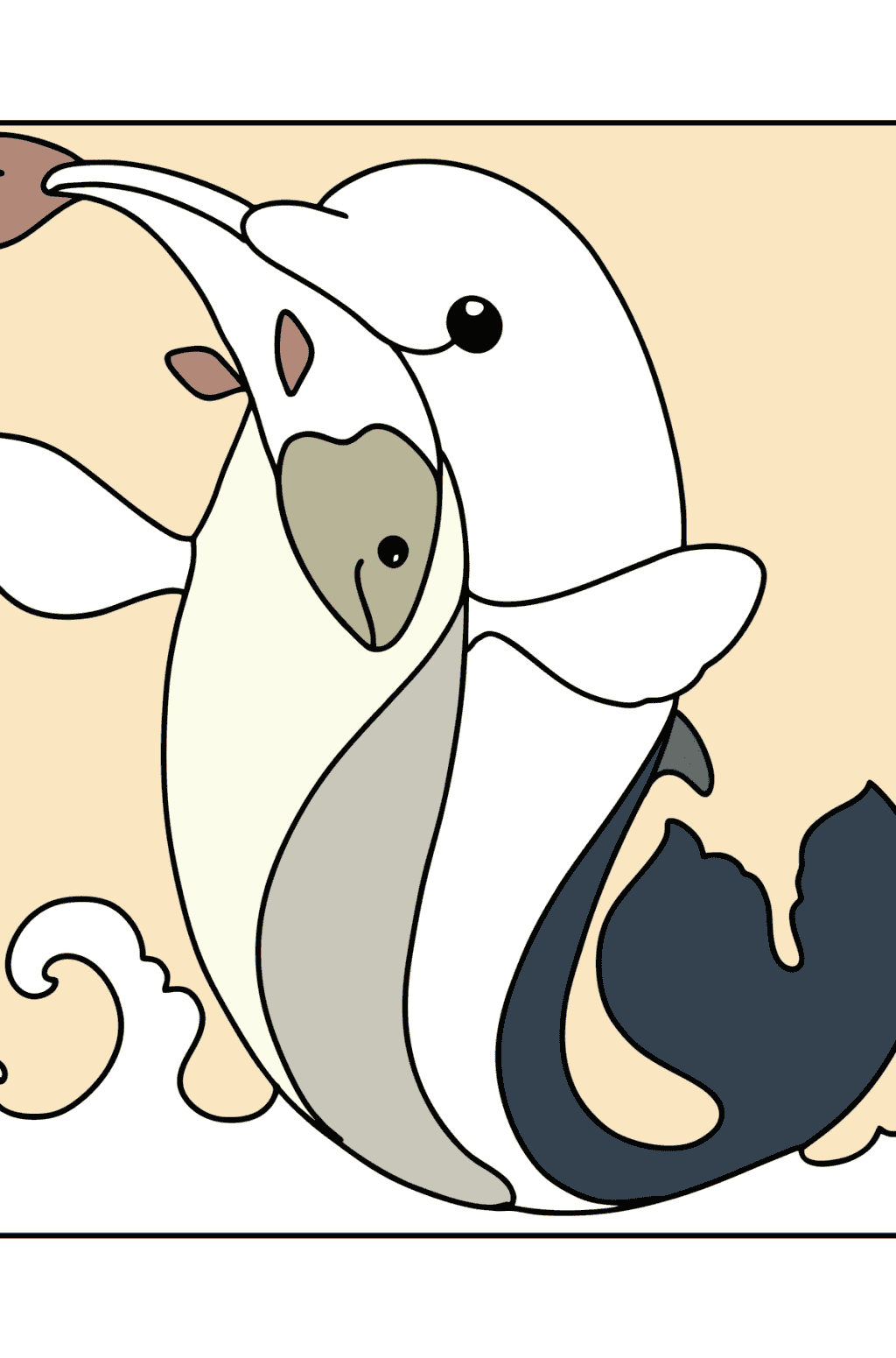  Foto zu Ausmalbild Delfin auf den Wellen ♥ Drucken und online! 