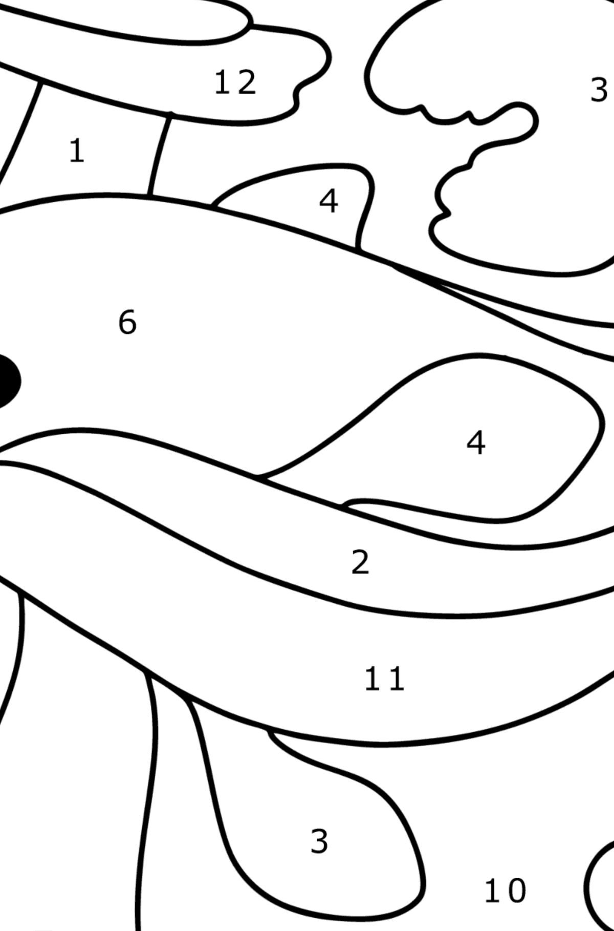 Dolphin in Water coloring page - Coloring by Numbers for Kids