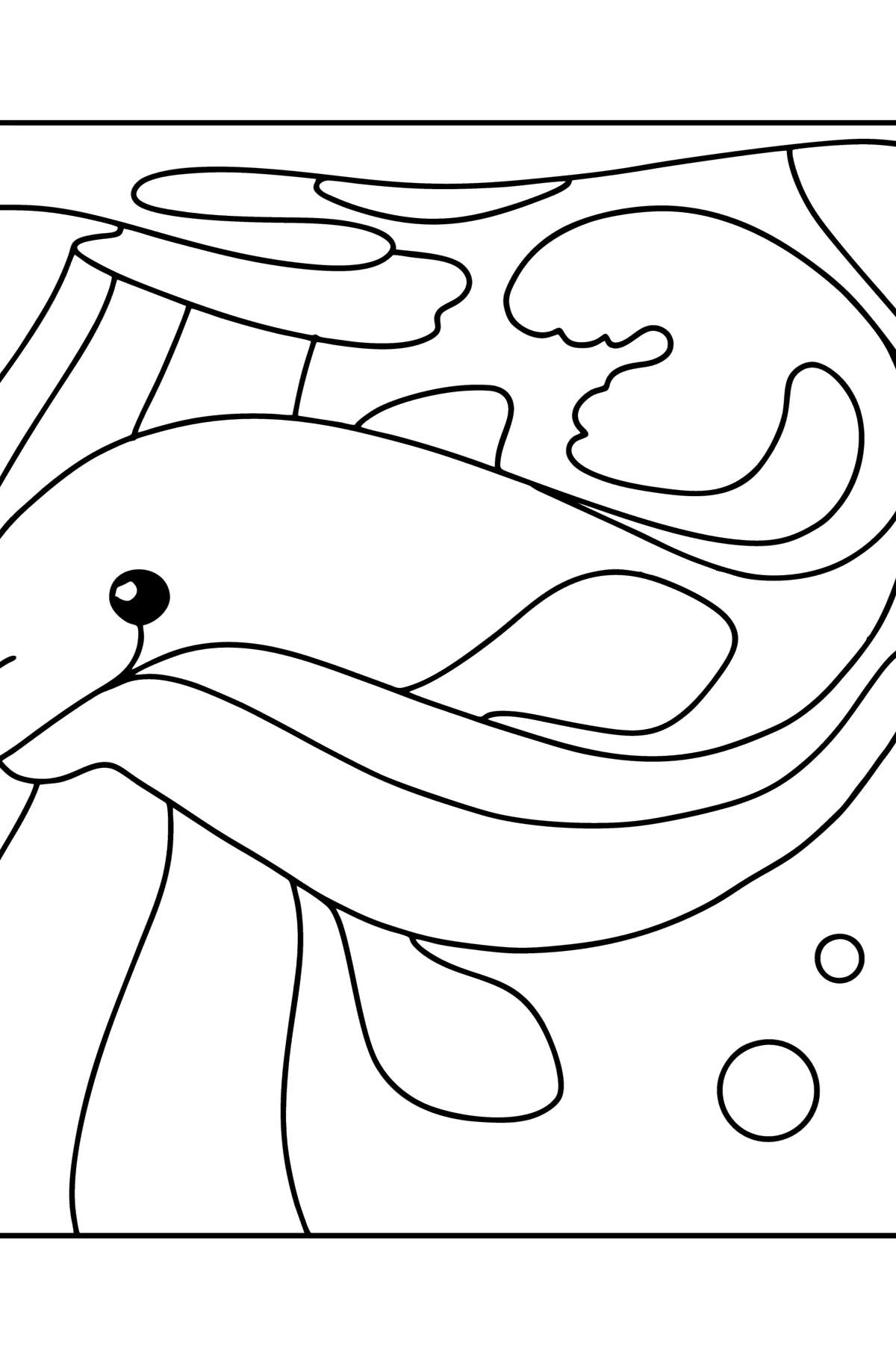 Dibujo de Delfín en el agua para colorear - Dibujos para Colorear para Niños