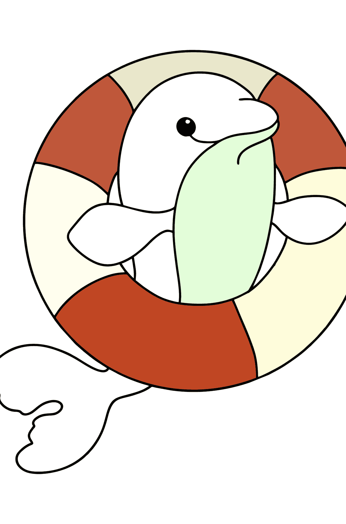 Dolphin with Life Buoy coloring page - Coloring Pages for Kids