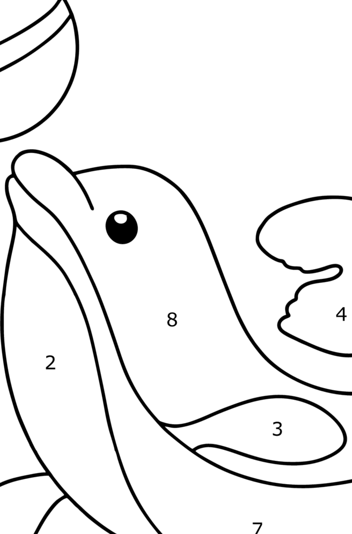 Dolphin is Performing coloring page - Coloring by Numbers for Kids