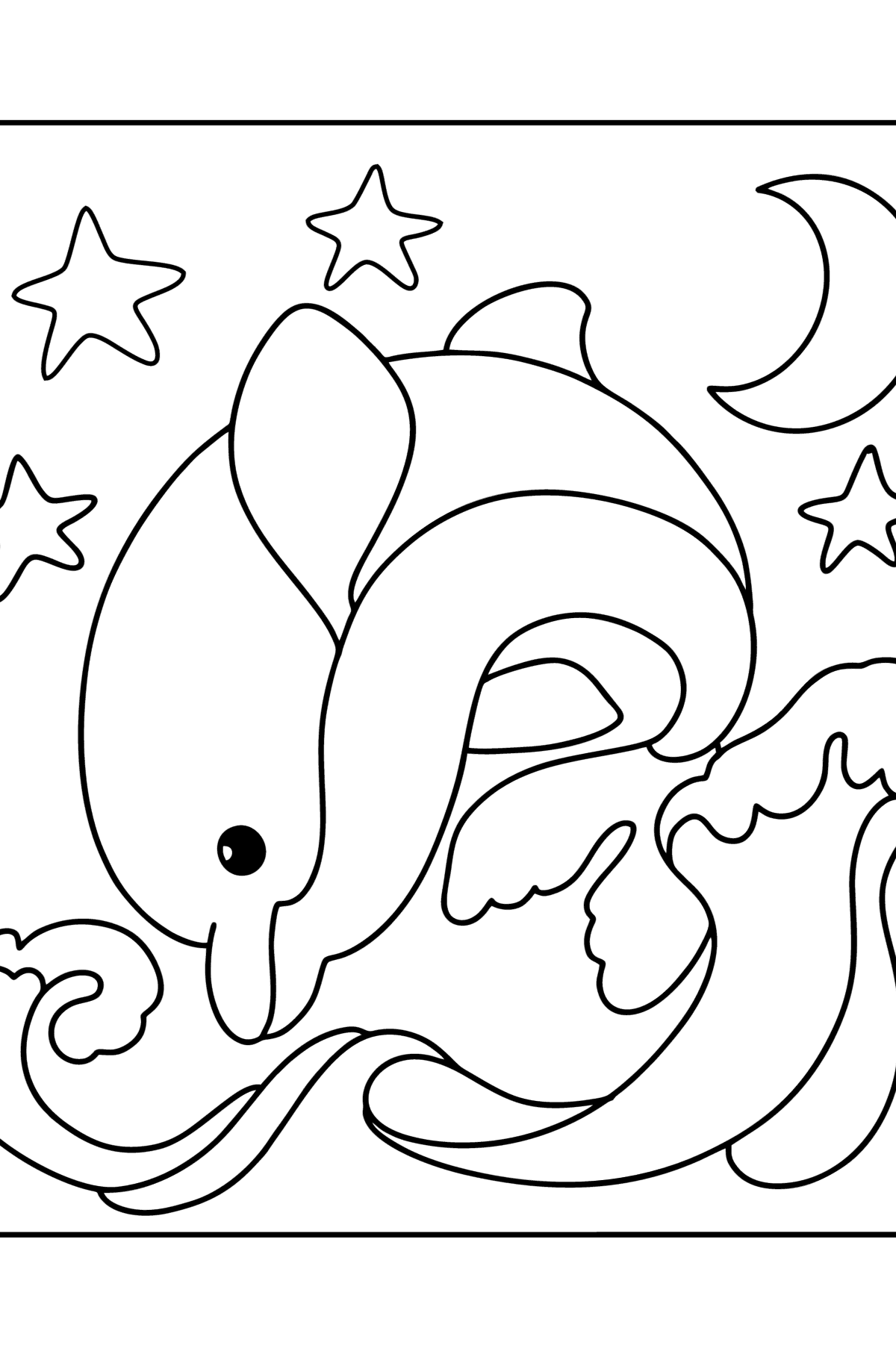 Розмальовка Дельфін у морі - Розмальовки для дітей