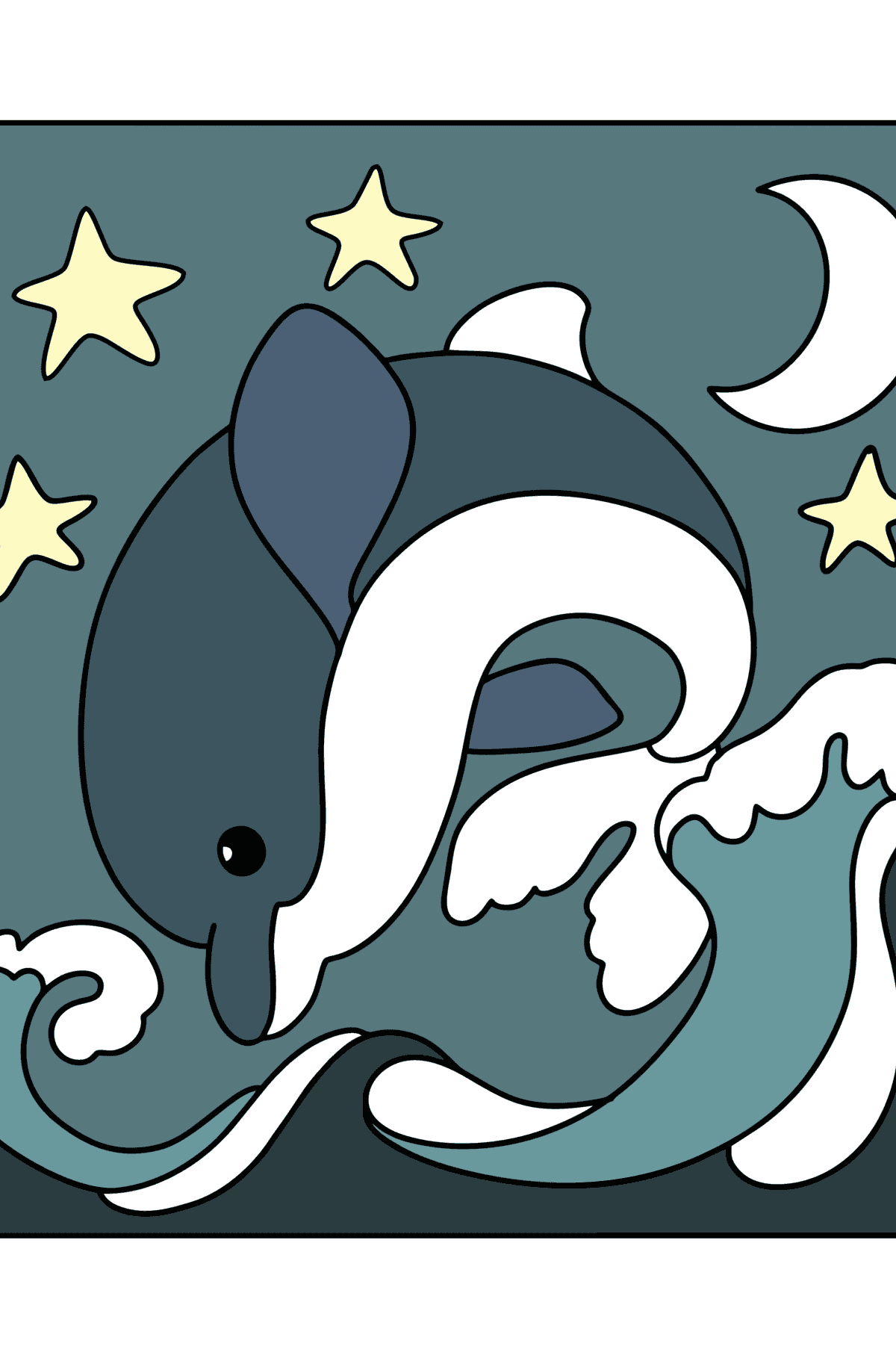 Розмальовка Дельфін у морі - Розмальовки для дітей