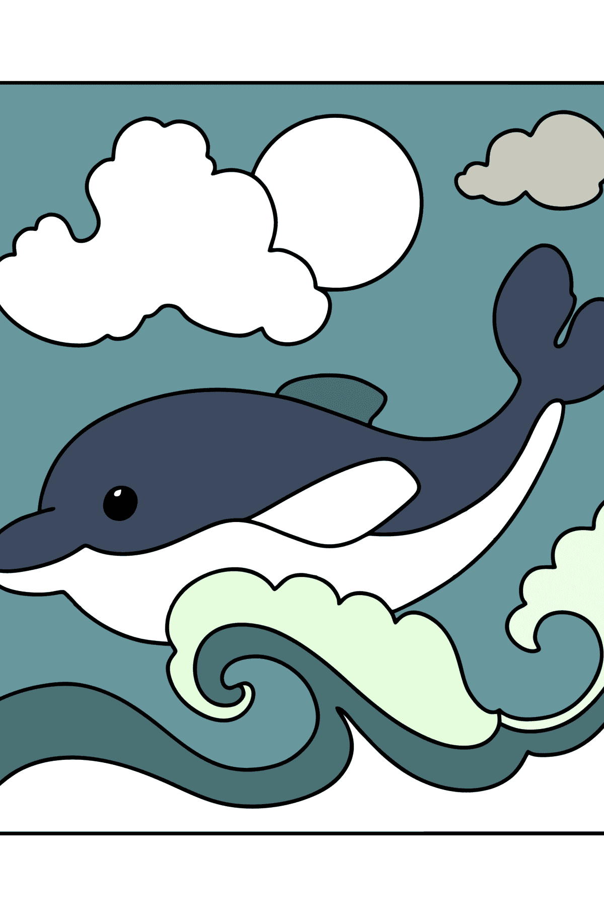 Раскраска Дельфин на волнах - Картинки для Детей