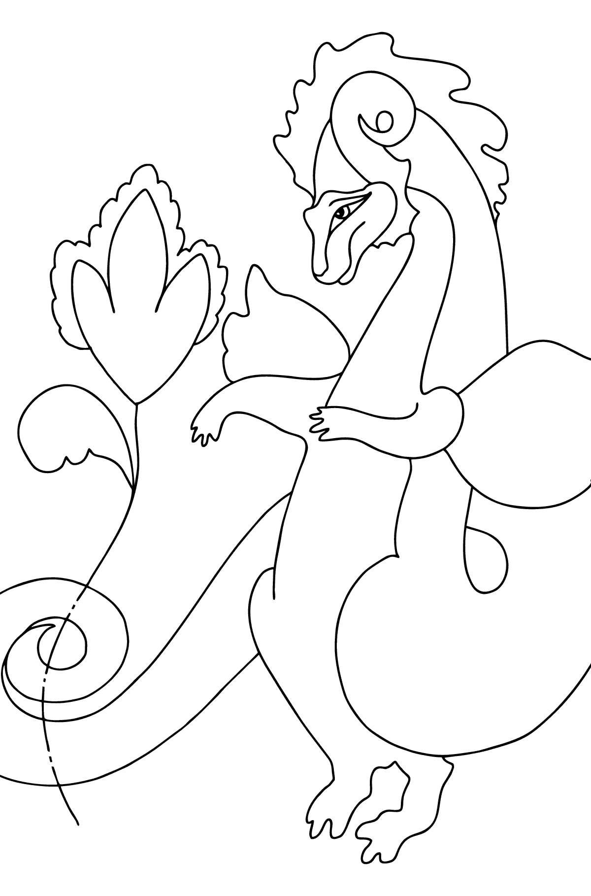 Розмальовка Дракон і квітка - Розмальовки для дітей