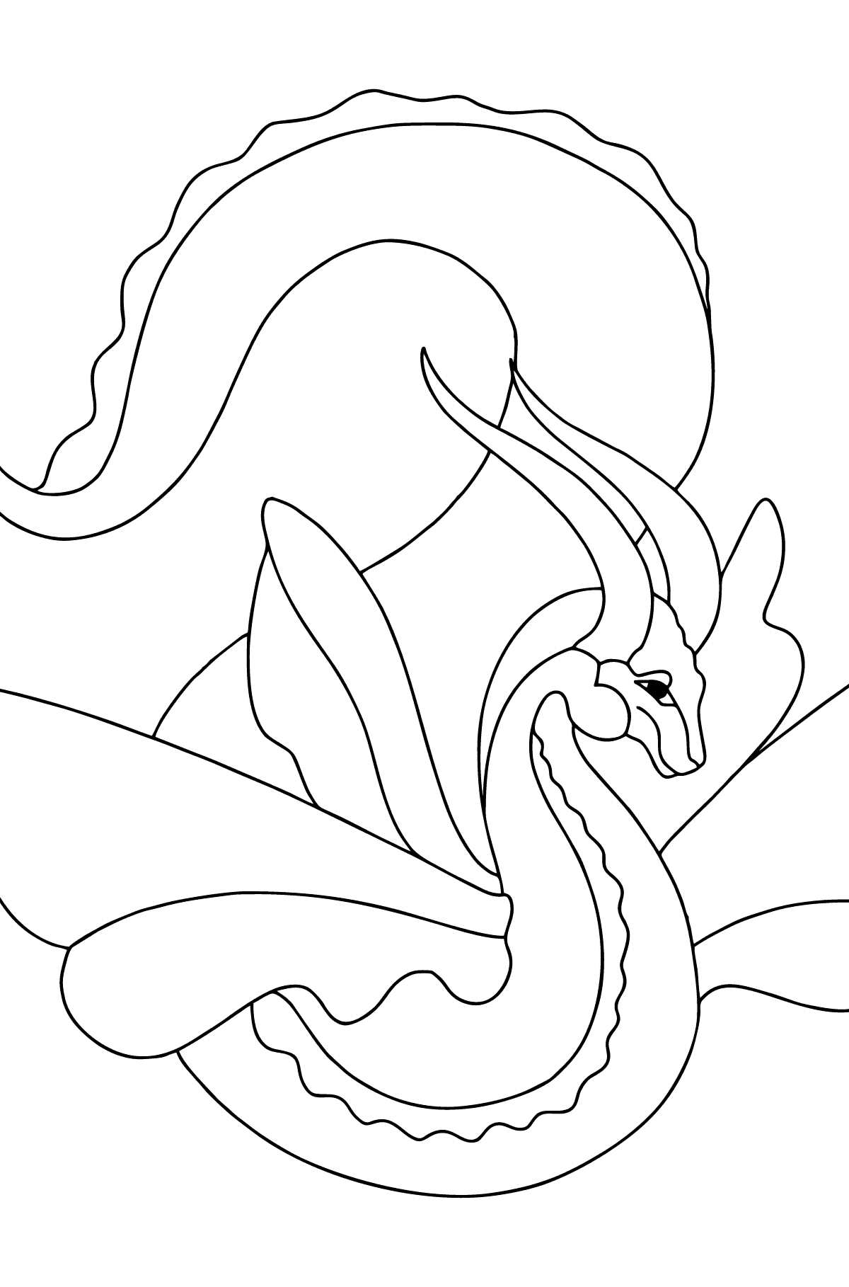Värityskuva söpö lohikäärme (helppo) - Värityskuvat lapsille