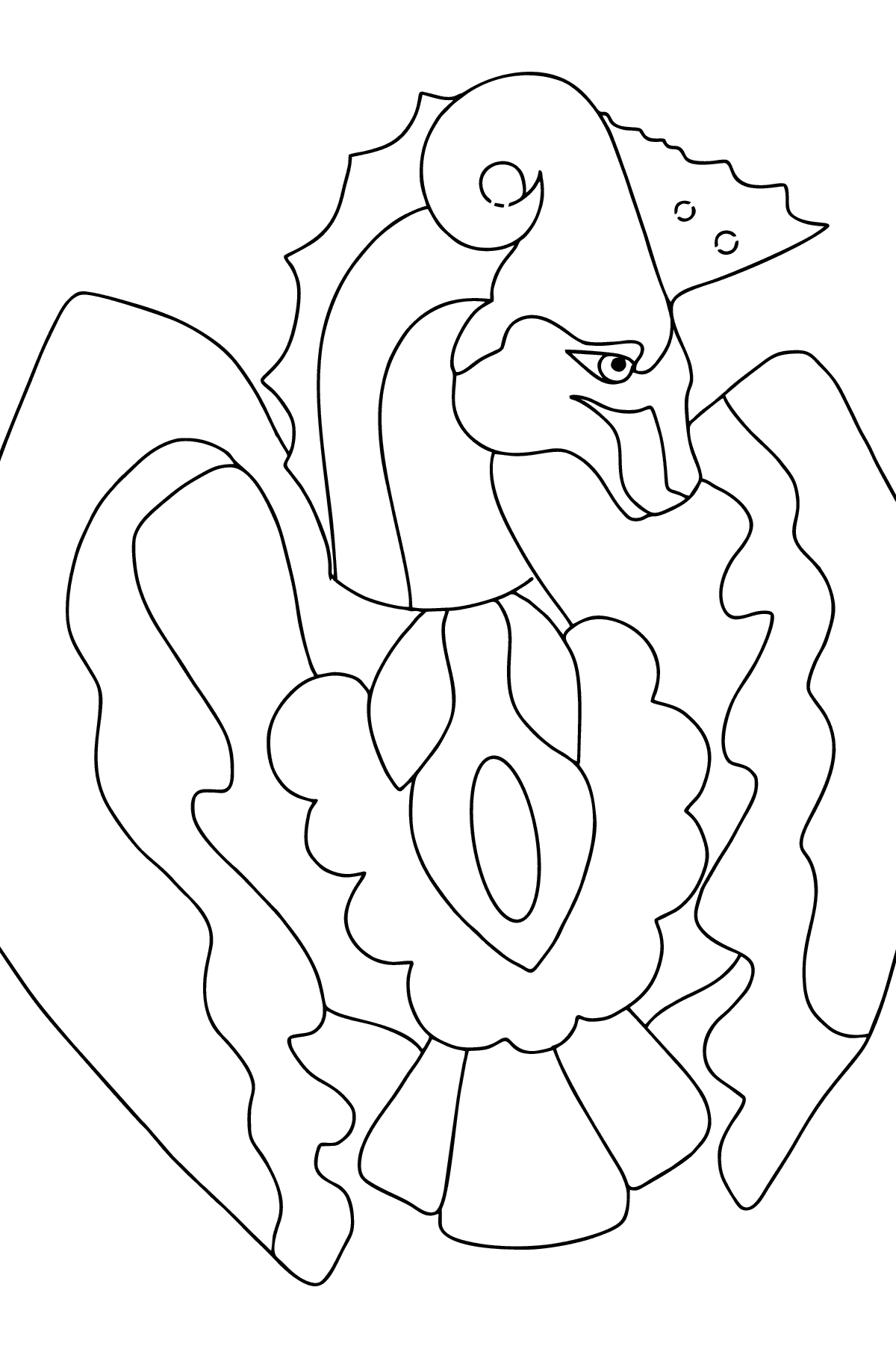 Coloring Page - A Dragon is Thinking - Coloring Pages for Kids