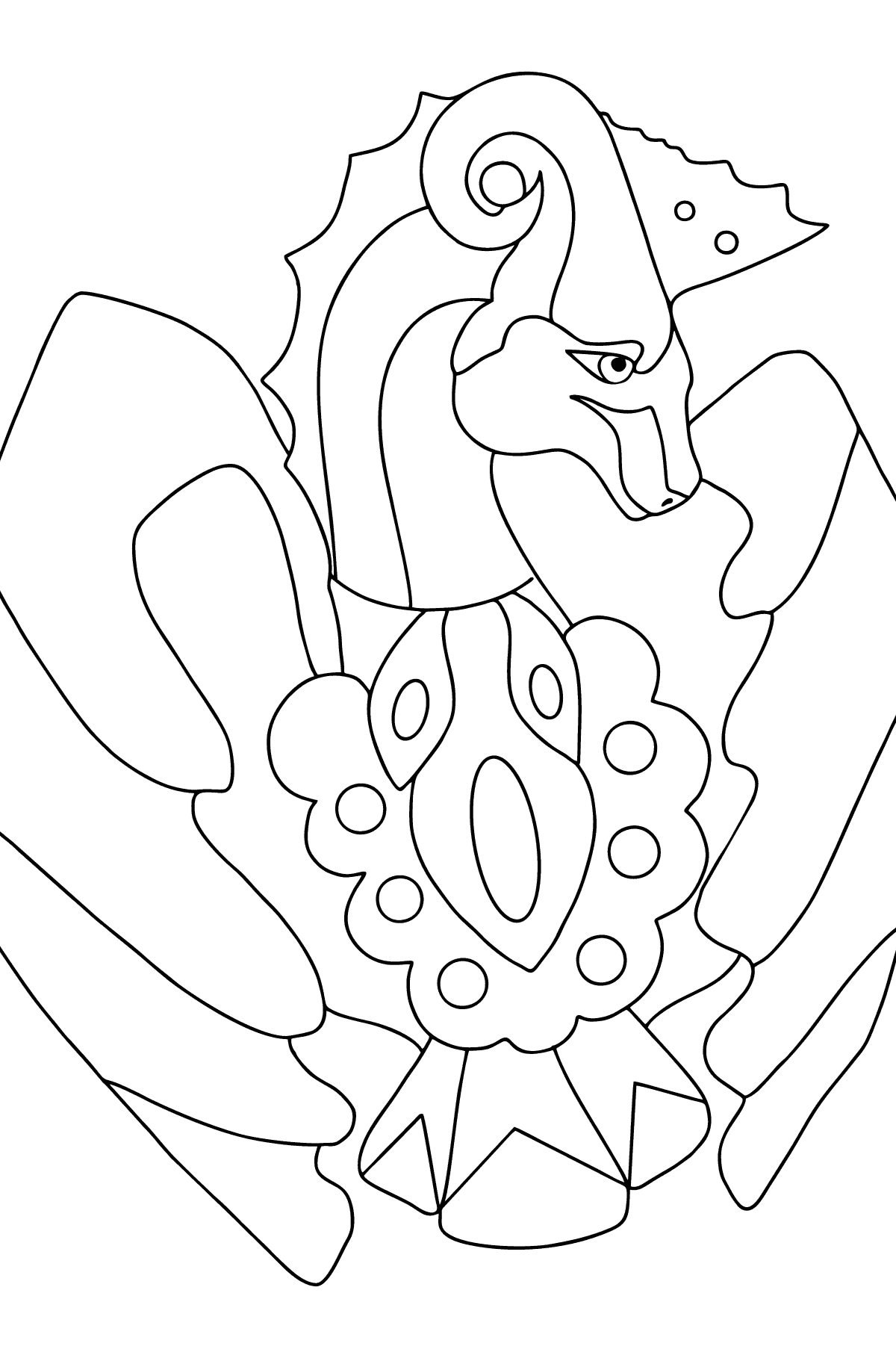 Emerald Dragon coloring page (difficult) - Coloring Pages for Kids