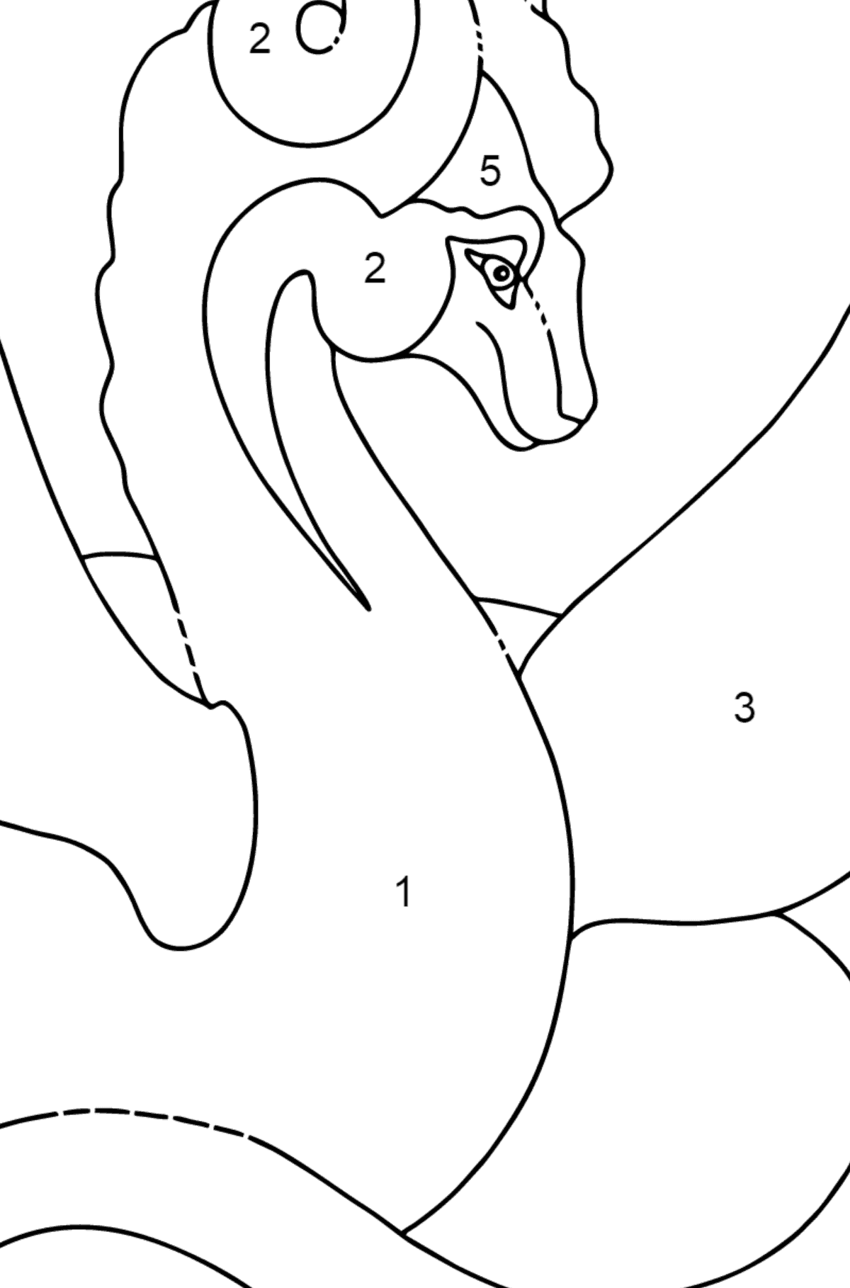 Dibujo para colorear buen dragón (simple) - Colorear por Números para Niños