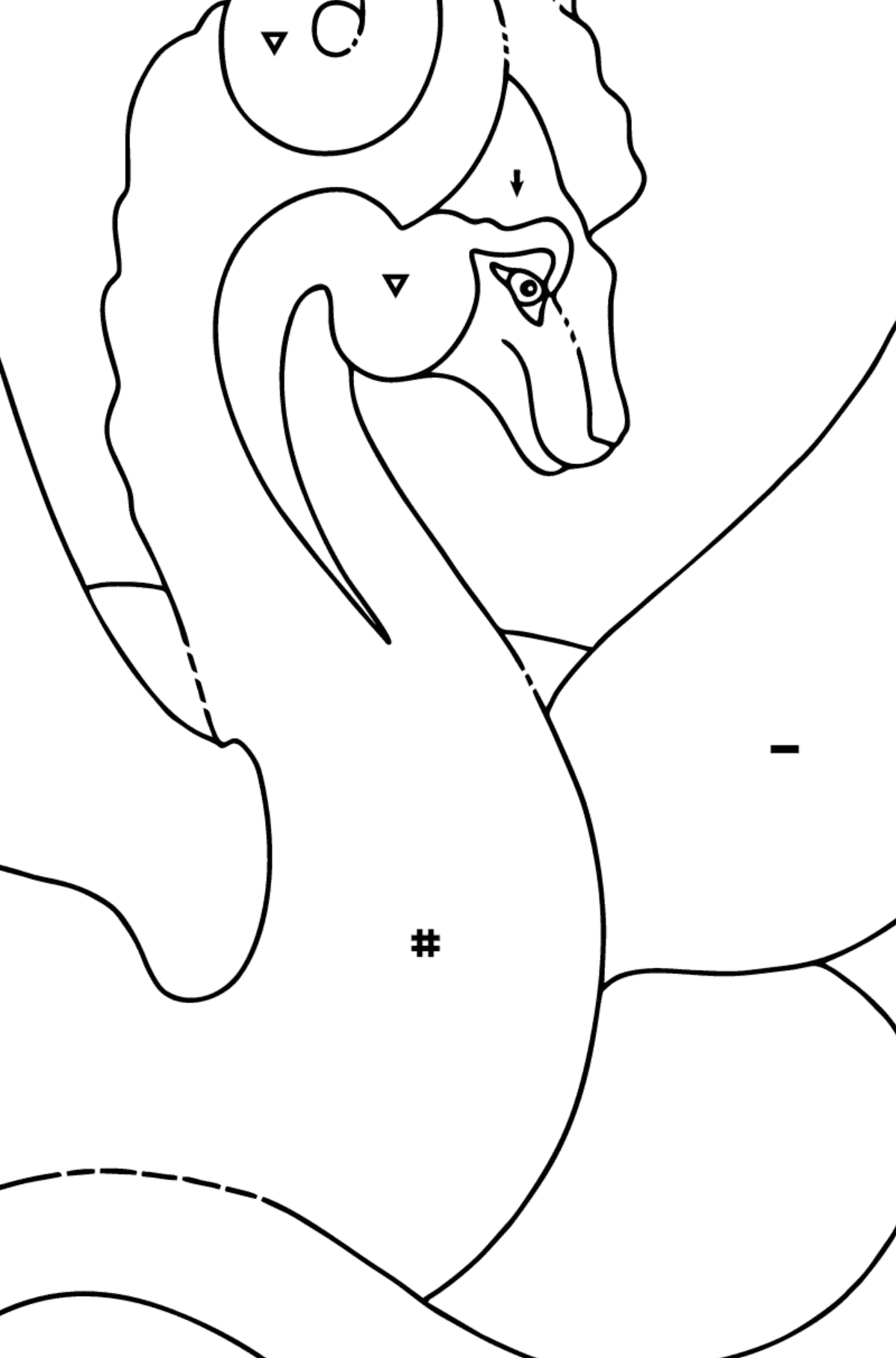 Dibujo para colorear buen dragón (simple) - Colorear por Símbolos para Niños