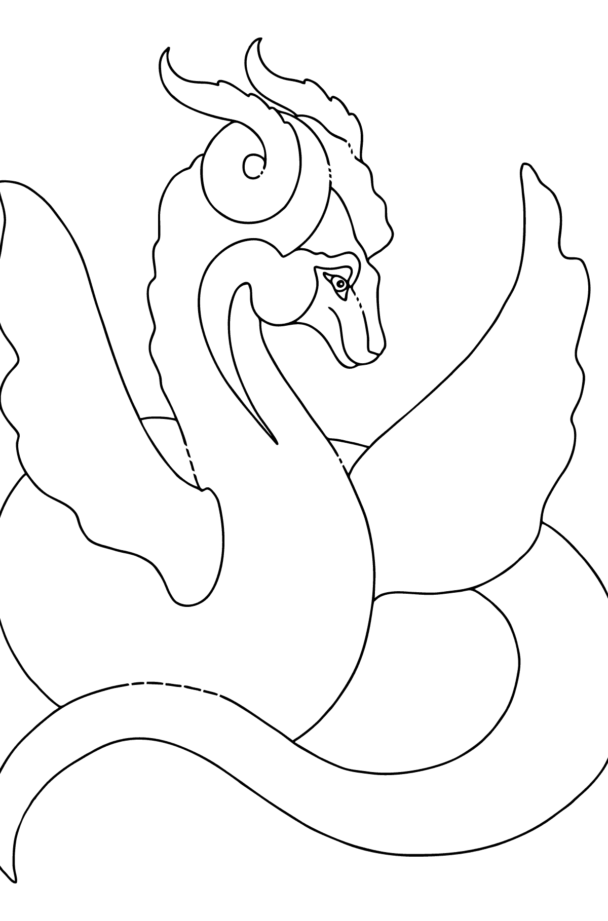 Dibujo para colorear buen dragón (simple) - Dibujos para Colorear para Niños
