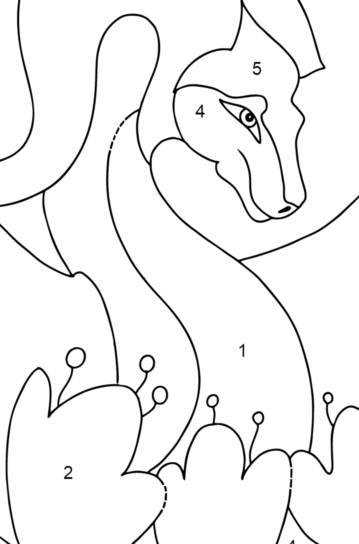 Desenho para colorir dragão colorido (simples) - Colorir por Números para Crianças