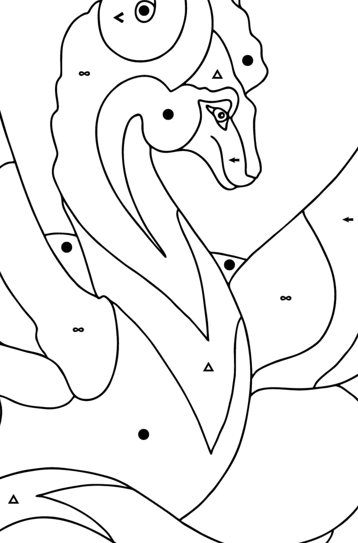 Dibujo de Dragón Bueno (Difícil) para colorear - Colorear por Símbolos para Niños
