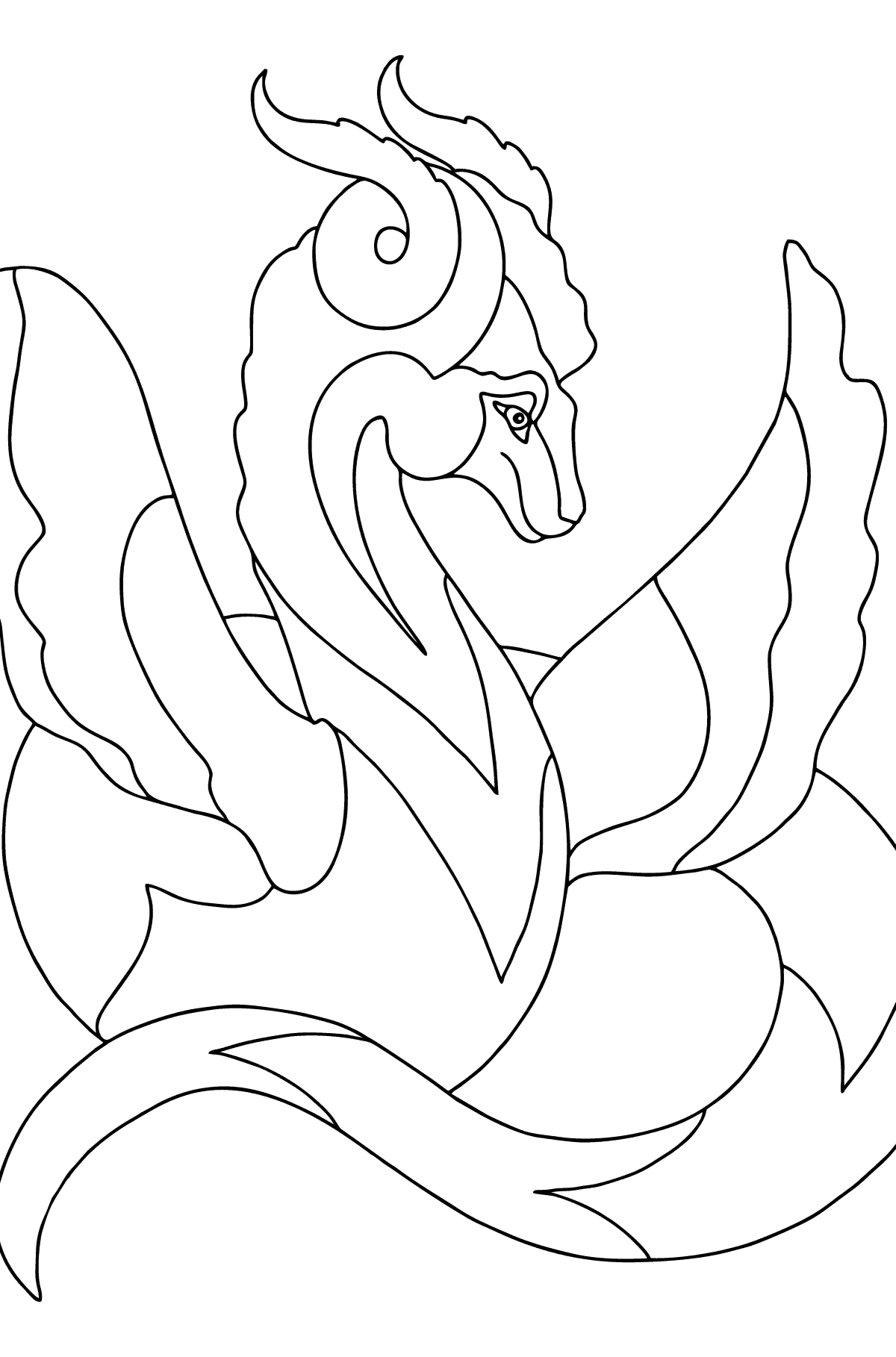 Розмальовка доброго дракона (складно) - Розмальовки для дітей