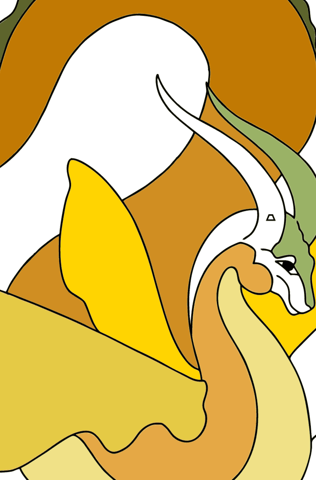 Dibujo para colorear Dragón encantador - Colorear por Formas Geométricas para Niños