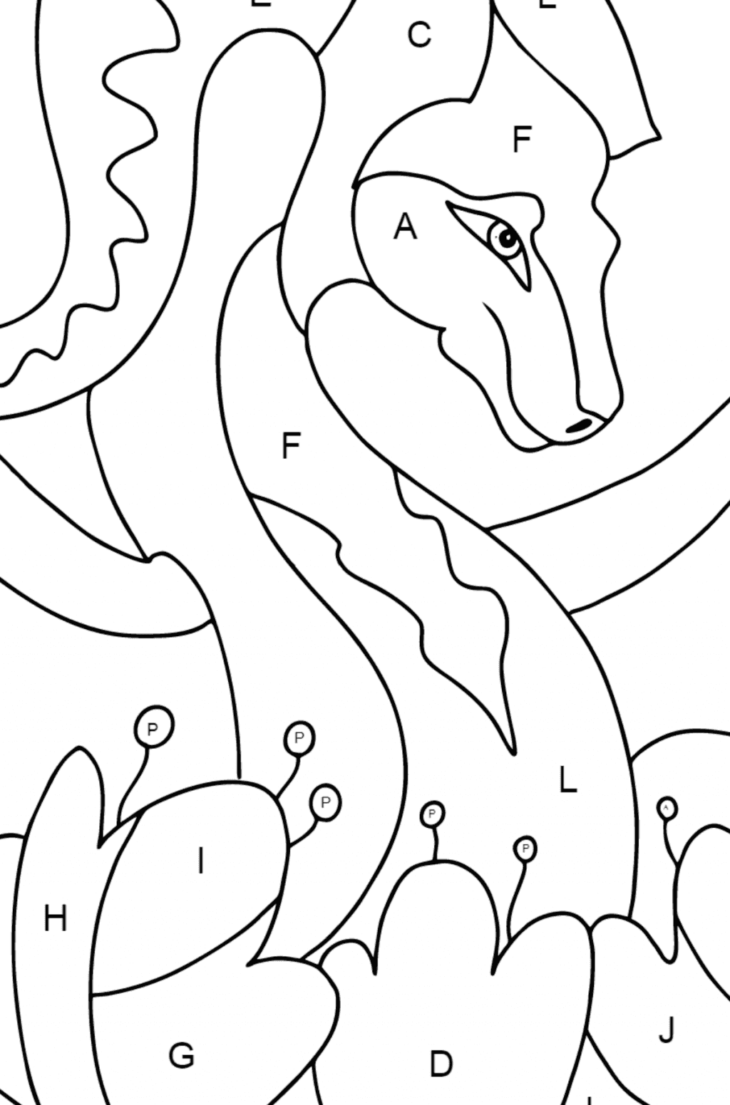 Rainbow Dragon Coloring Page (difficult) ♥ Online and Print for Free!