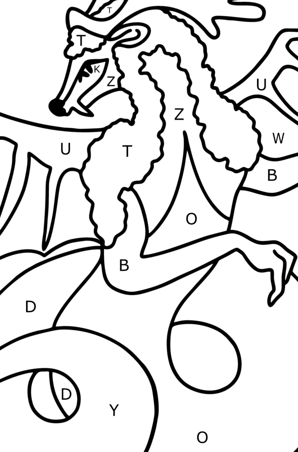 Beautiful Dragon coloring page - Coloring by Letters for Kids