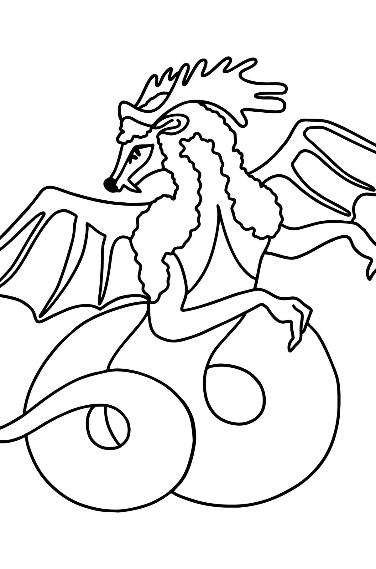 Розмальовка Красивий Дракон - Розмальовки для дітей