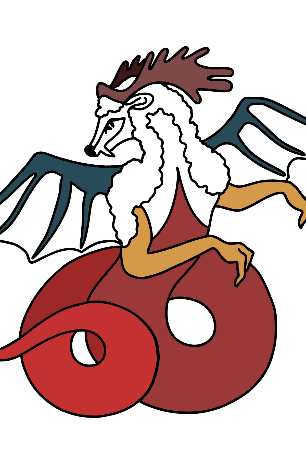 Desen de colorat frumos dragon - Desene de colorat pentru copii