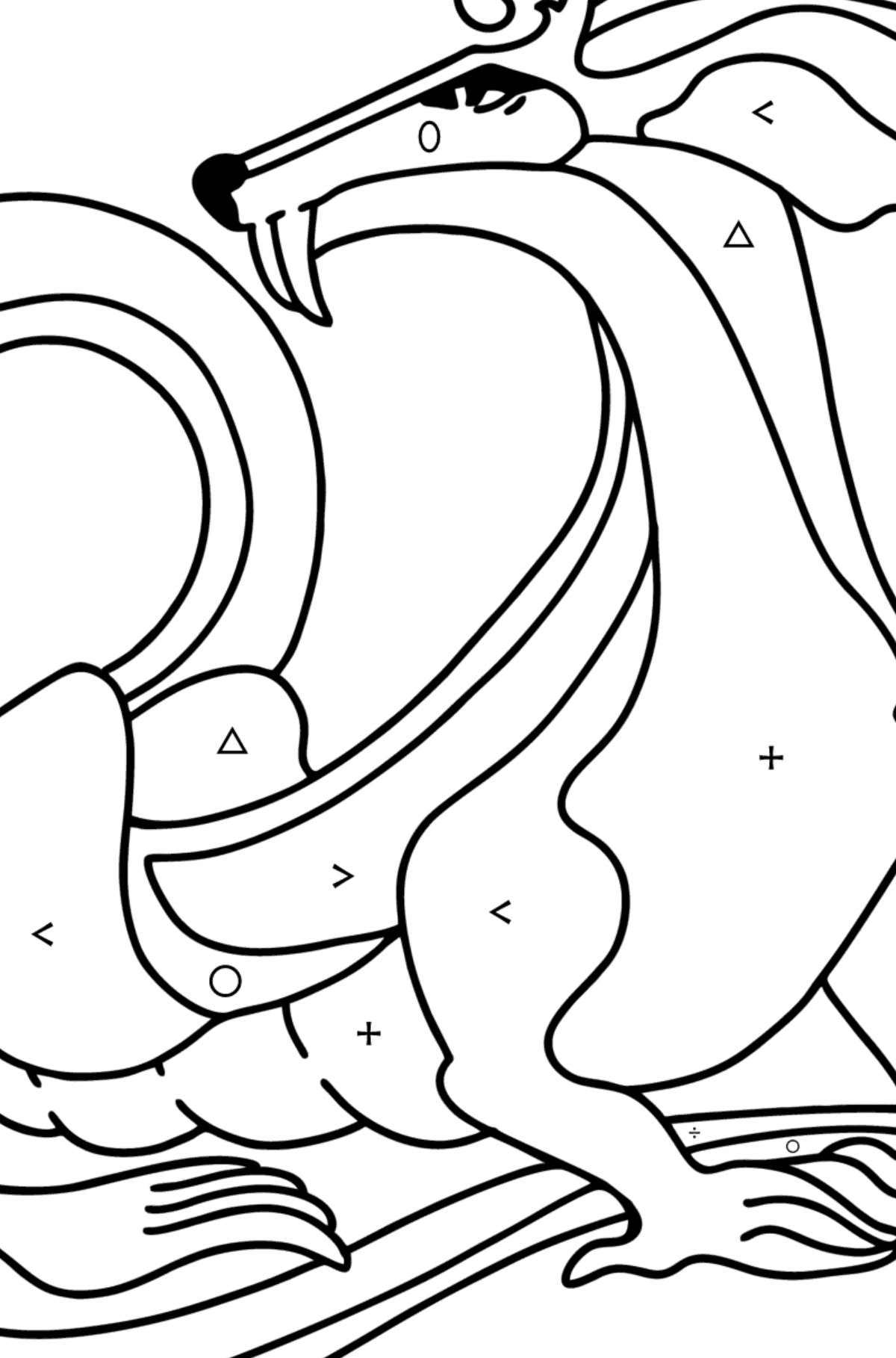Calm Dragon coloring page - Coloring by Symbols and Geometric Shapes for Kids