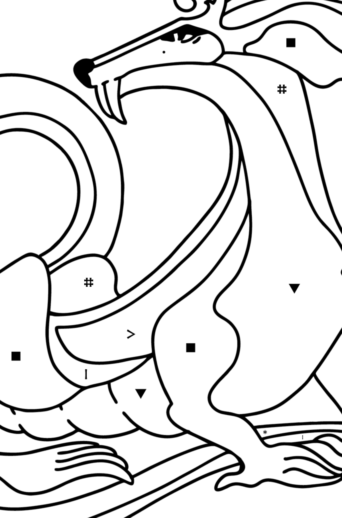 Calm Dragon coloring page - Coloring by Symbols for Kids