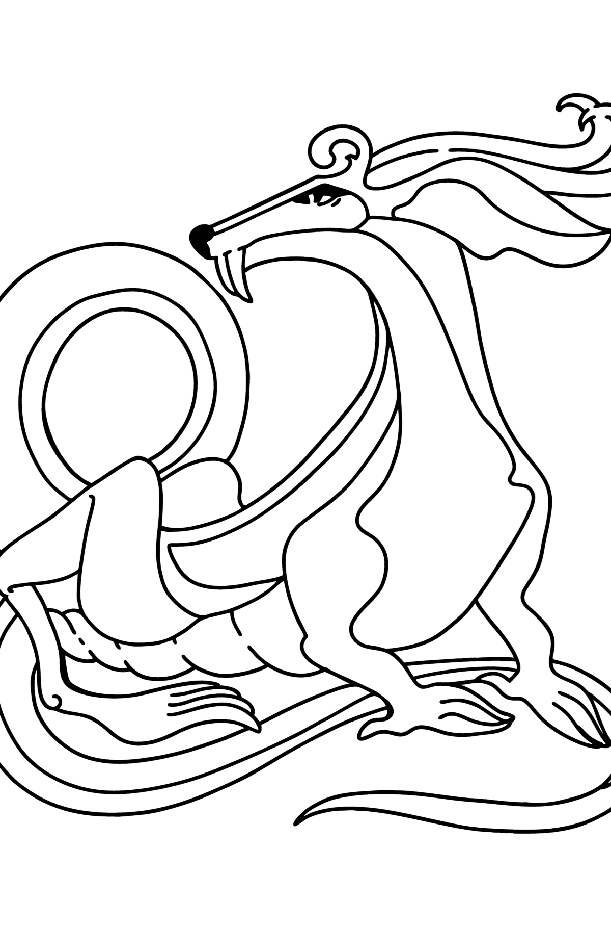 Desen de colorat dragon calm - Desene de colorat pentru copii