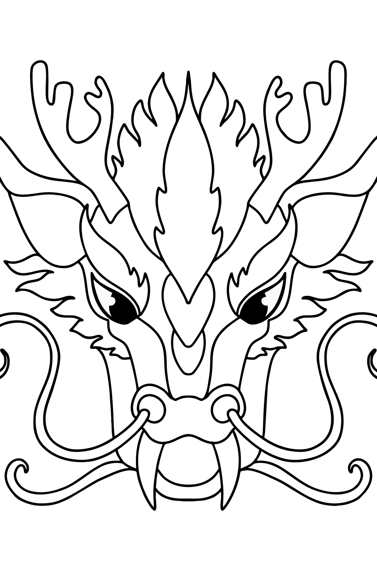 Desen de colorat cap de dragon - Desene de colorat pentru copii